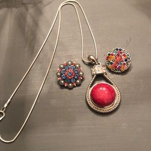 Snapituppittsburgh short silver necklace w 3 snaps